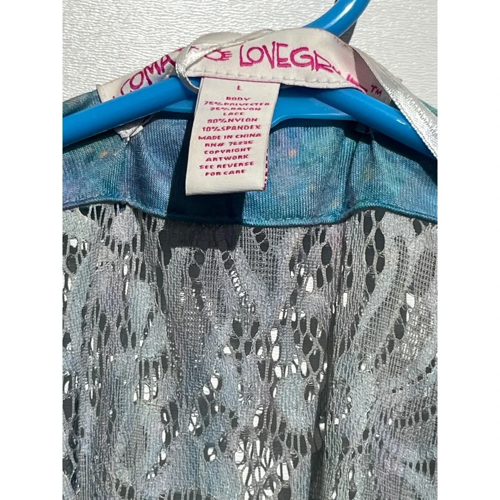 Romance Lovegrl Hummingbird Floral Lace‎ Back Open Front Cardigan Multi Color L